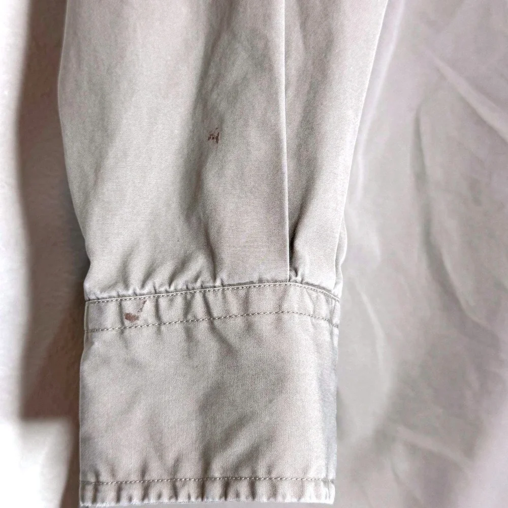 VTG BANANA REPUBLIC Archive Button Safari Mens Shirt M Khaki Stained 80s